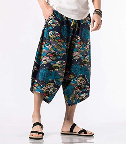 Calça capri masculina unissex Cicilin de algodão baggy Harem Hippie Sarouel, 3683, 4XL