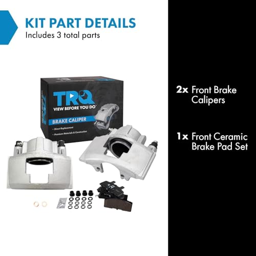 Image of TRQ Front Brake Caliper Set Brake Pads Ceramic Compatible with 90-00 Cadillac 88-02 Chevrolet 94-99 Dodge GMC
