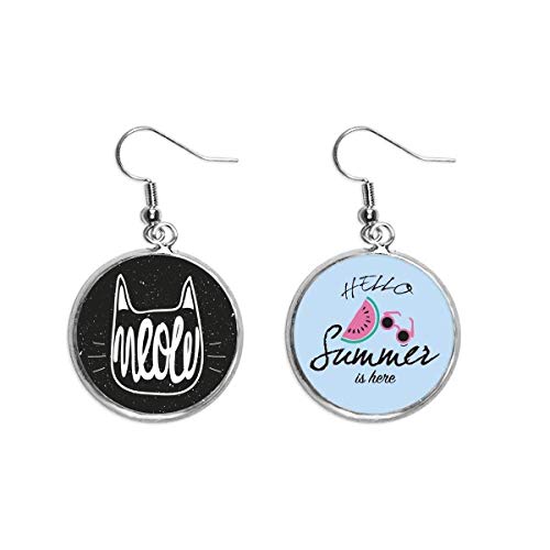 Pendientes de sandía gato negro blanco joyería lóbulo oreja verano