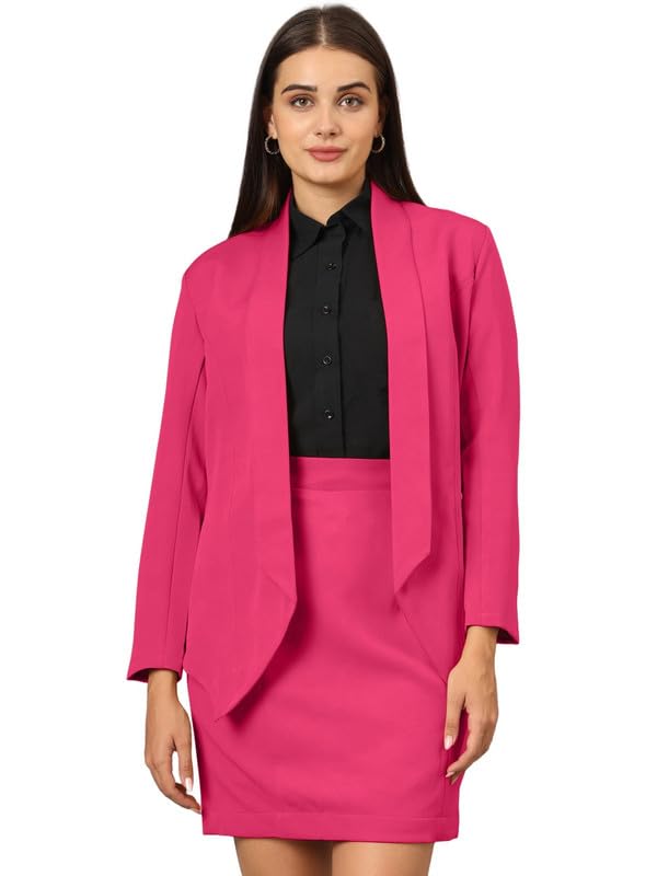 Shawl Collar Blazer with Skirt Suit Set