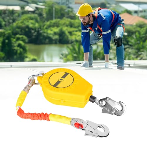 Lotvic Dispositivo Anticaídas Retráctil 10m, Línea de Vida Retráctil de Seguridad, Dispositivo de Seguridad de Altura, para Techado y Construcción, Carga:150kg