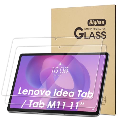 Bighan 2 Pack Screen Protector Compatible with Lenovo Idea Tab 2025 11/Lenovo M11 11 2024 9H Hardness Tempered Glass Film Clear Anti-Bubble Full Coverage foil