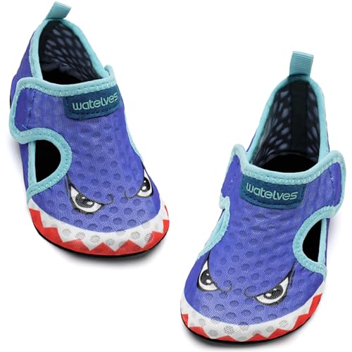 Image of WateLves Kids Water Shoes Toddler Barefoot Swim Beach Shoes Girls Boys Breathable Quick Dry Aqua Socks (Shark, 24 /25)