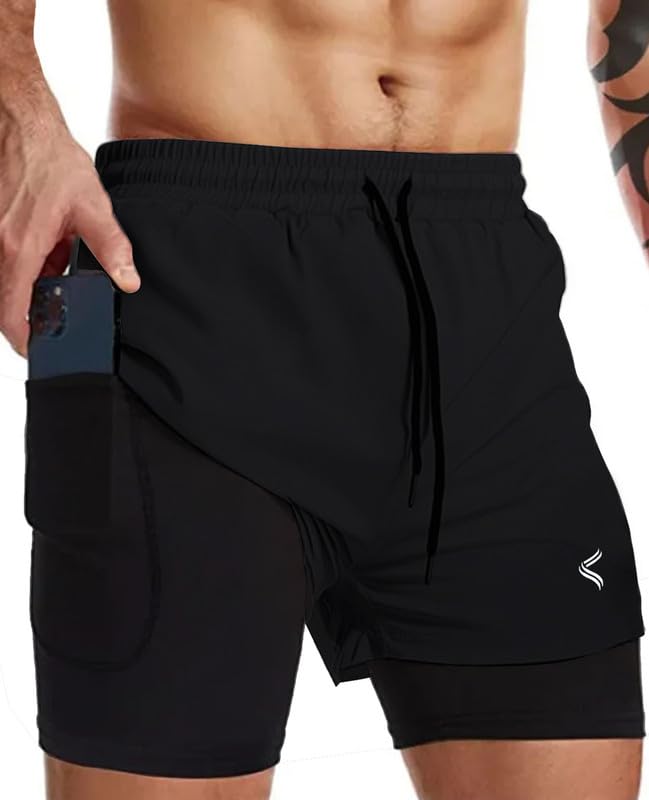 fancy agents Dual Boxer Gym Shorts for Men & Boys with Pockets | Half Pant for Sports, Running, Workout, Cycling, Yoga & Home Wear Training Fitness Shorts-picture-23