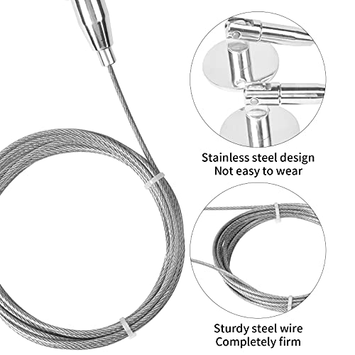 3 Meter Curtain Drape Rod with 12 Clips, Stainless Steel Cable Rope Heavy Duty Clothesline Picture Hanging Wall Mount Wire for Window Shower Curtain