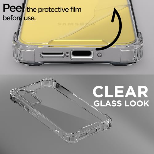 Image of Outlouders Back Cover for Samsung Galaxy S24 FE 5G Clear Transparent PC + TPU Bumper Case with Raised Edges for Shockproof Protection (Transparent)