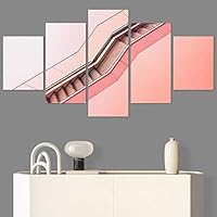 SIGNWIN 5 Panel Canvas Wall Art Modern Art Abstract Closeup Cool Line Minimalism Minimalist Multicolor for Home Decorations Ready to Hang - 60