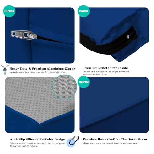 ClawsCover 14 Pack Outdoor Patio Seat and Back Cushion Replacement Covers Fit for 7Pieces 6-Seater Wicker Rattan Furniture Set Sectional Sofa Chair Couch,Aegean Blue-Include Covers Only (Large) - Thumbnail 3