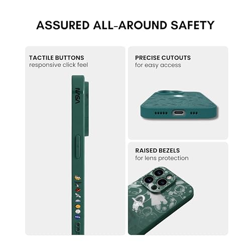 Image of Cosmic Silicone Astronaut Case for iPhone 14 Plus, Cute Soft Touch Designer Protective Cover, AstroShield Shockproof Defense with Matte Anti-Slip Grip | Lunar Mint
