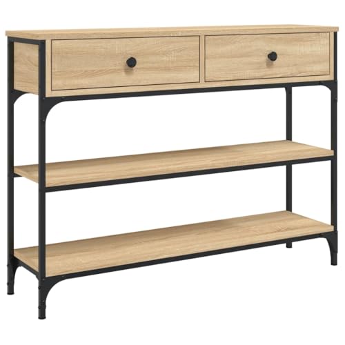 vidaXL Table Console, Table d'Entrée avec Rangement, Table de Couloir, Table d'Appoint Salon Salle de Séjour Maison Intérieur, Industriel, Chêne Sonoma...