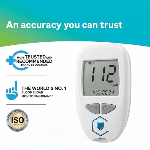 Image of Blood Glucose Monitor Kit with 50 Test Strips & Lancets | Diabetes Sugar Testing Machine | Fast & Accurate Digital Glucometer for Home Use