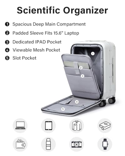 MILADA Wide Handle Carry-On Luggage