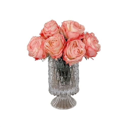 WFchenj222-6 Flores Artificiales en jarrones Ramo de simulación de Hermosas Rosas for el hogar, Sala de Estar, arreglo de Mesa, Flores Falsas Ligeras de Lujo Decoración de Mesa