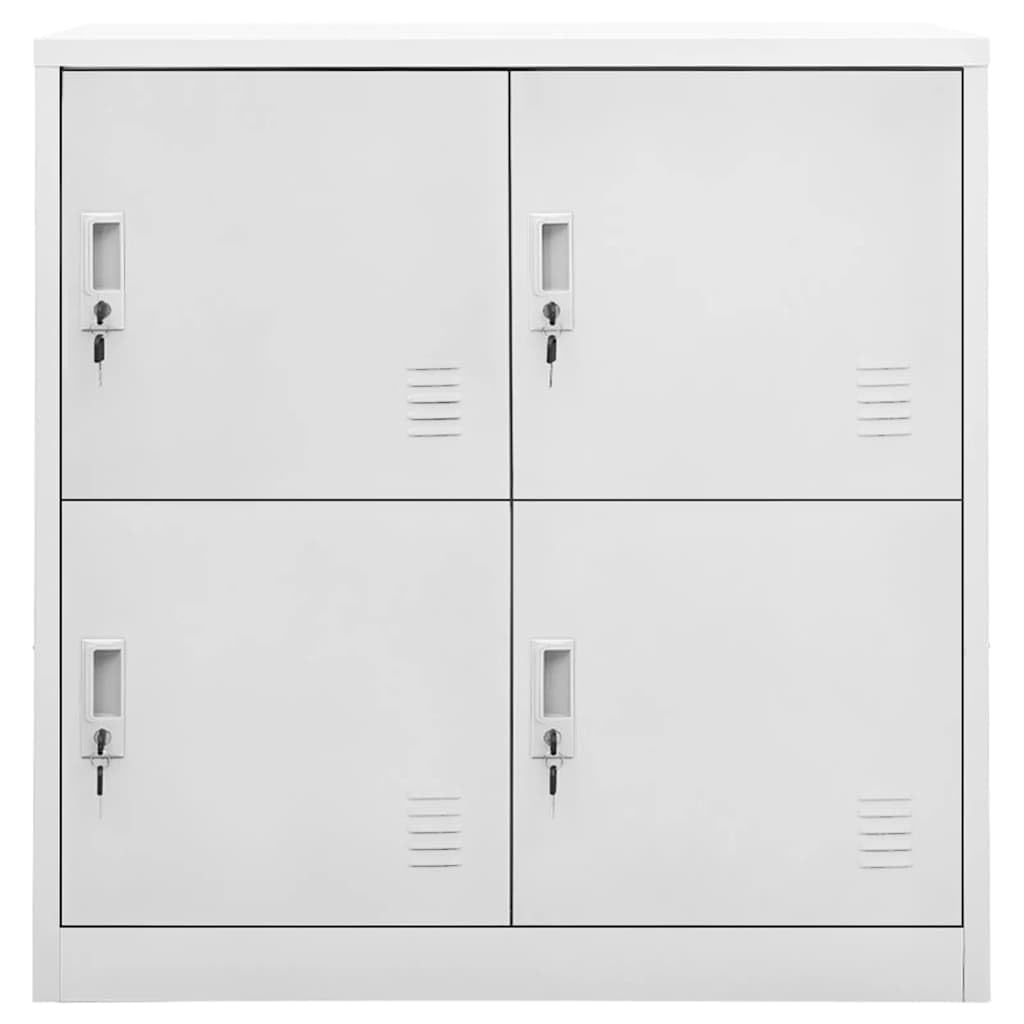 Szafki ze stali jasnoszare 90 x 45 x 92,5 cm z 4 szafkami, zestaw 5 zamykanych na klucz, do biura, szkoły, korytarza, kuchni i uniwersalnego miejsca do przechowywania
