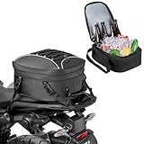 KEMIMOTO 2 IN 1 Motorrad Tasche 22-34L mit Kühlfunktion, wasserdichte Motorrad Hecktasche, Große Kapazität, Erweiterbare Satteltasche, Gepäckträgertasche, 10L Isoliertasche