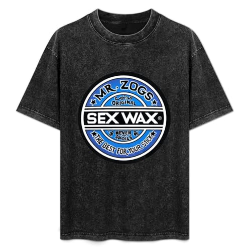 Mr.Zogs Sex Wax Summer Casual Tee Short Sleeve Crew Neck Cotton Tops Unisex Washed Vintage T-Shirt Black XXXL