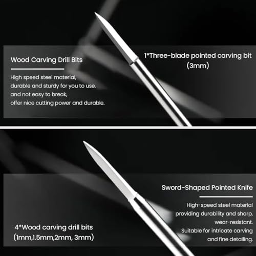 Image of Serplex 6Pcs Carving Bits Detail Carving Bits for Dremel Rotary Tool Engraving Bit Stainless Steel Carving Drill Bit Detailing Engraving Bits Rotary Carving Bits for DIY Wooden Carving Woodworking