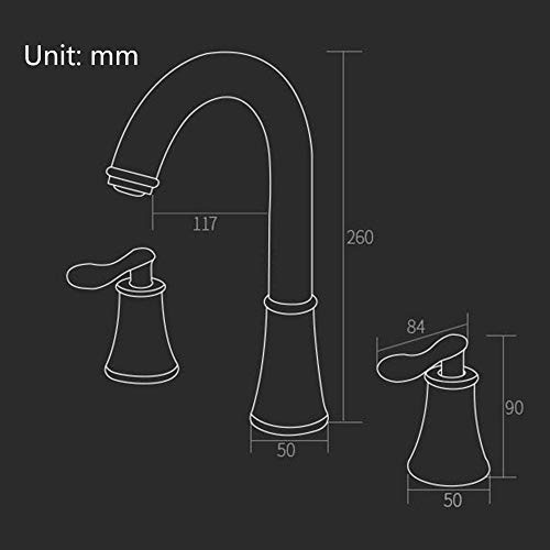 Mitigeur de lavabo de salle de bain 3 trous pour vasque moderne noir - 3