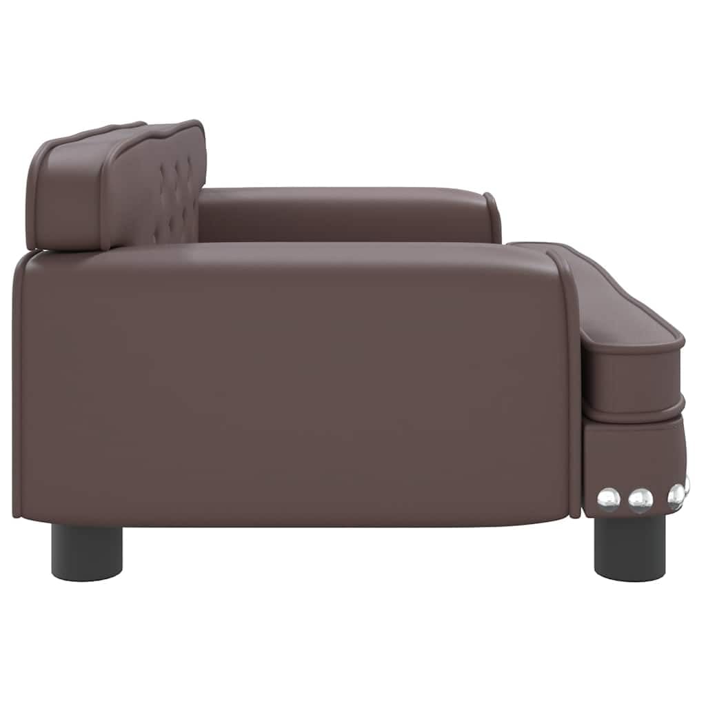 Sofa dziecięca brązowa, 70 x 45 x 30 cm, sztuczna skóra, tapicerka piankowa, rama z drewna sosnowego, meble do siedzenia do pokoju dziecięcego, dla 3 do 6 lat, obciążenie do 50 kg, przytulne