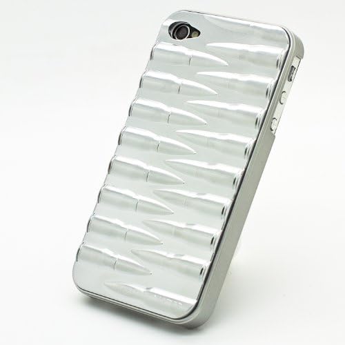 Silver 3D Army Military Terminator Machine Gun Bullet Belt Plastic Case Cover for iPhone 4 4s