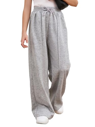 COZYEASE Girl's Wide Leg Sweatpants High Elastic Waist Straight Leg Baggy Jogger Pants with Pocket
