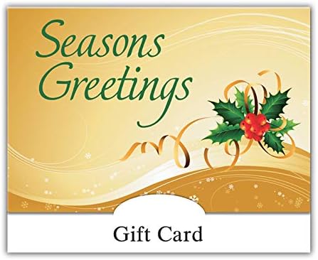 Gift Card Holder - Season's Greetings Holly & Ribbon (100 Pack)