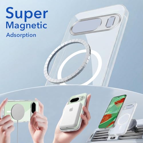 Image of Jkobi Lifetime Anti-Yellow MagSafe Compatible Clear Back Cover Case for Google Pixel 9 (Sleek Hard Crystal | Shockproof and Camera Protection)