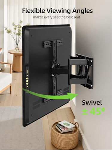 Image of USX MOUNT Ultra Slim TV Wall Mount 37-75 Inch TVs Mount with Swivel and Tilt, Low Profile Full Motion Bracket with Articulating Dual Arms, Up to VESA 400X400 mm Max 16 inch Wood Studs, Holds 99lbs