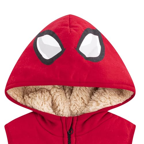 Marvel Spider-Man Boys Sherpa Lined Hooded Vest, Fleece Pants, and Crewneck Top 3 Piece Set for Infant to Toddlers3