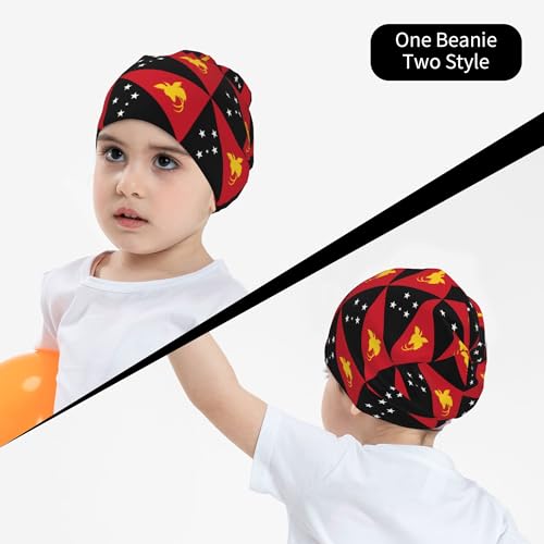 Flag of Papua New Guinea Children Hip Hop Knitted Hat Kids Elastic Leisure Knit Cap Warm Sleep Beanies Black4