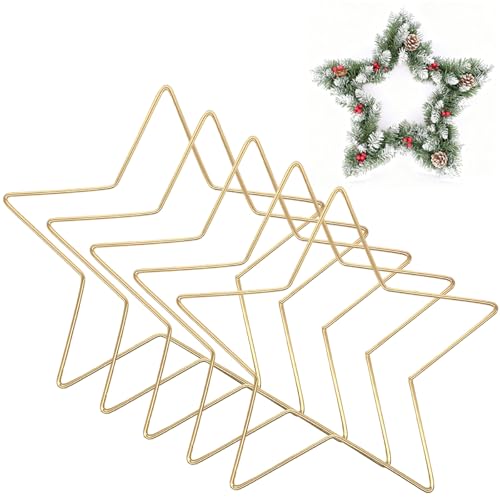 Anéis de metal em forma de estrela, moldura de Star Macrame, anéis de coroa em forma de pentagrama, estrelas de metal, trabalhos manuais, caça-sonhos, decoração de casamento