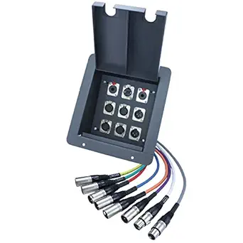 Recessed Floor Stage Box: 4 XLR Female, 2 XLR Male, 2 1/4