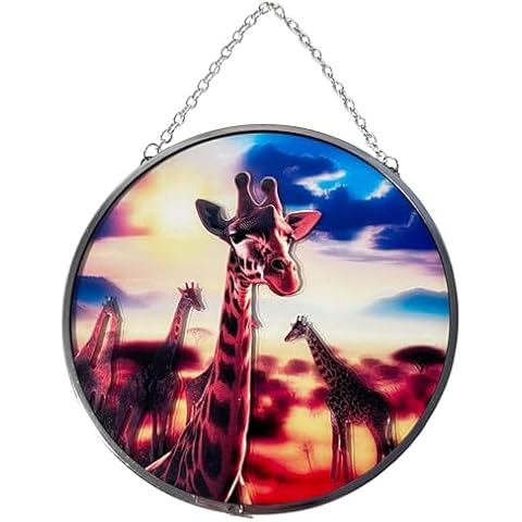 Handcrafted Giraffe Stained Glass Suncatcher Cover