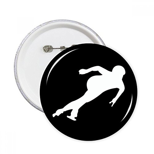 Patinage sports d'hiver silhouette noir, badges ronds XXL haute finition pour manteaux