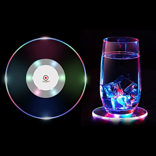6PCS Colorful LED Coasters, Glowing LED Coasters for Drinks, Bottle Lights for Liquor Bottles, Drinking Coaster, Lighted Coaster to Bar Hotel Festival Party Wedding Gift Use by COPU - Used condition - CA$28.03