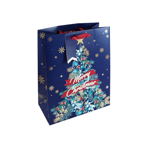 クレールフォンテーヌ 【クリスマスペーパーバッグ】 フォーリッジネイビー Sサイズ(21.5×25.3×10.2cm)ミニタグ付き Clairefontaine cfX-31721-3