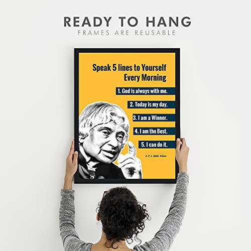 Image of Chaka Chaundh - Suitable Abdul kalam photo frames for wall - motivational quotes frames - poster with frame - Abdul kalam poster for wall - Quotes wall frames - (14 X 11 Inches) (Yellow-APJ), Acrylic