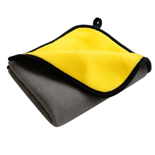 Image of AM Safe-X Microfiber Cloth for Car 600 GSM 40x40 cms 1 Pcs Yellow & Grey Twisted Loop Super Absorbent Towel, Edgeless Design with Plush Pile & Lint Free Cloth for Drying & Detailing