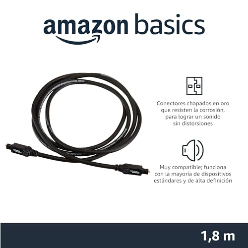 Amazon Basics Cable óptico de Audio Digital Toslink, 1.8 m/ 6 ft, Negro - imagen 2