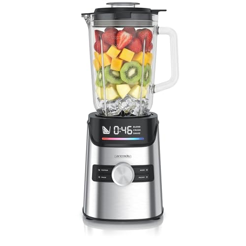 Arendo – Standmixer Glas 1400 W – Hochleistungsmixer - 1,7 L Fassungsvermögen – Mixbehälter aus Glas - Glasbehälter – hochwertige Edelstahl-Messereinheit – 3 voreingestellte Programme