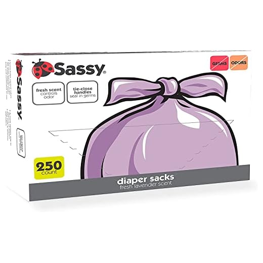 Sassy 250 Count Disposable Diaper Sacks, Lavender Scented, Easy-To-Tie, Diaper Disposal or Pet Waste Bags