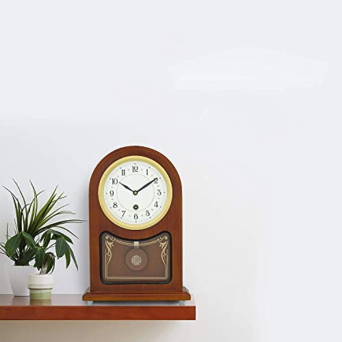 Image of CHRONIKLE Vertical Wooden Analog Pendulum English Numbers Table Clock for Office Desk Study Living Room Decorations Gifts (Size: 23 x 8 x 33.5 CM | Weight: 1240 Gram | Color: Brown)