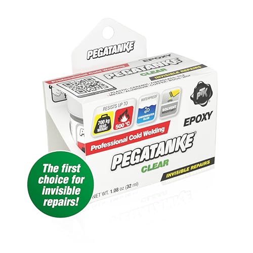 PEGATANKE - Transparent 2 Part Epoxy Resin | Professional Cold Weld Adhesive | High Strength Metal Glue for Fuel Tanks | General Repair & Plastic | High Temperature Epoxy for Welding Bonds (1.08 oz)