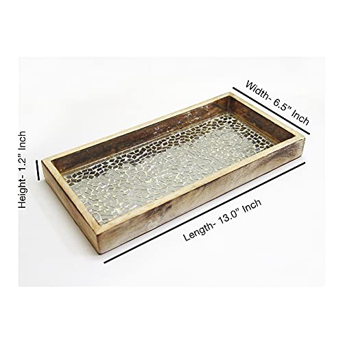Nu Steel TR-240 Nusteel Mosaic Tray Towel Holder In Natural Wood & Silver Mosaic thumb #1