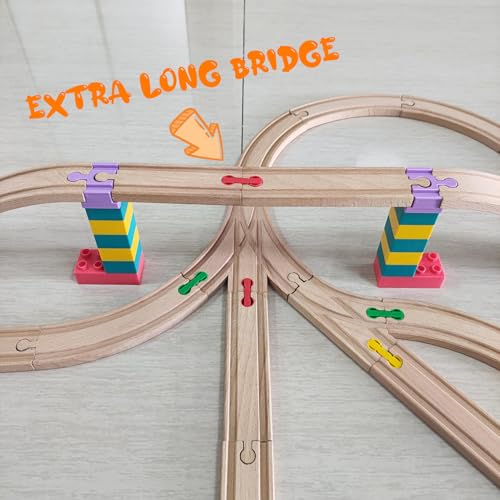 wooden train track accessories 30 pcs colorful dog bone track connectors compatible with all wooden train track christmas birthday gift for boys girls track toys expansion pack for kids ages 3