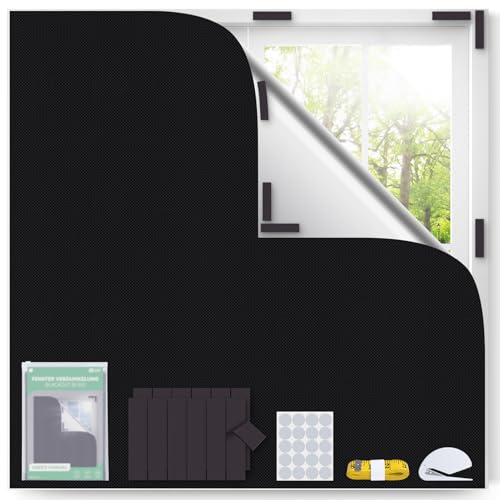 Inwee Estores Opacos sin Taladrar Magnéticas, Cortina Opaca Portátil al 100% para Ventana, Se Adapta a Cualquier Forma de Ventana, Cortina Opaca Temporal para Nursería, Viajes, Caravana, 200x145 cm