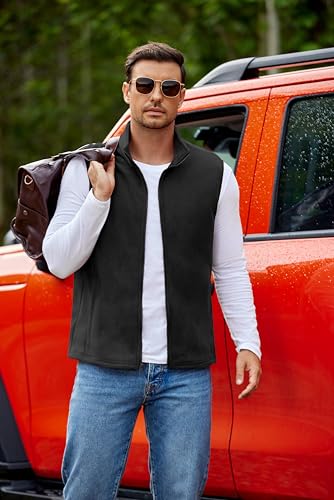 COOFANDY Mens Polar Fleece Vest Lightweight Sleeveless Jacket Warm Zip up Outerwear Vests with Zipper Pockets for Hiking3
