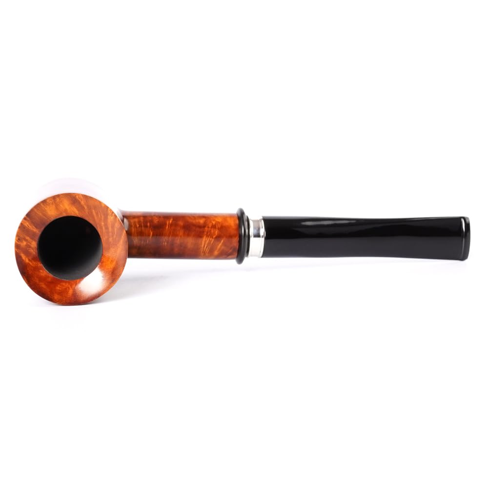 Heysong Handgefertigte Holzpfeife, 9 mm, mit konischem Stiel und Silberring, HSAA0274 (helle Farbe)