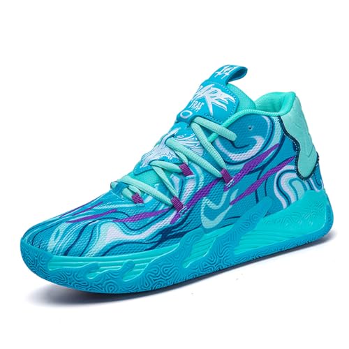 Womens Lightweight Lace Up High Top Fashion Basketball Shoes Soft Non-Slip Running Tennis Volleyball Sneakers Classic Sports Shoes (Blue,8.5)