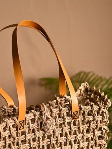 Image of KADAM HAAT Women Handmade Sabai Grass Lunch Bag (Turmeric)